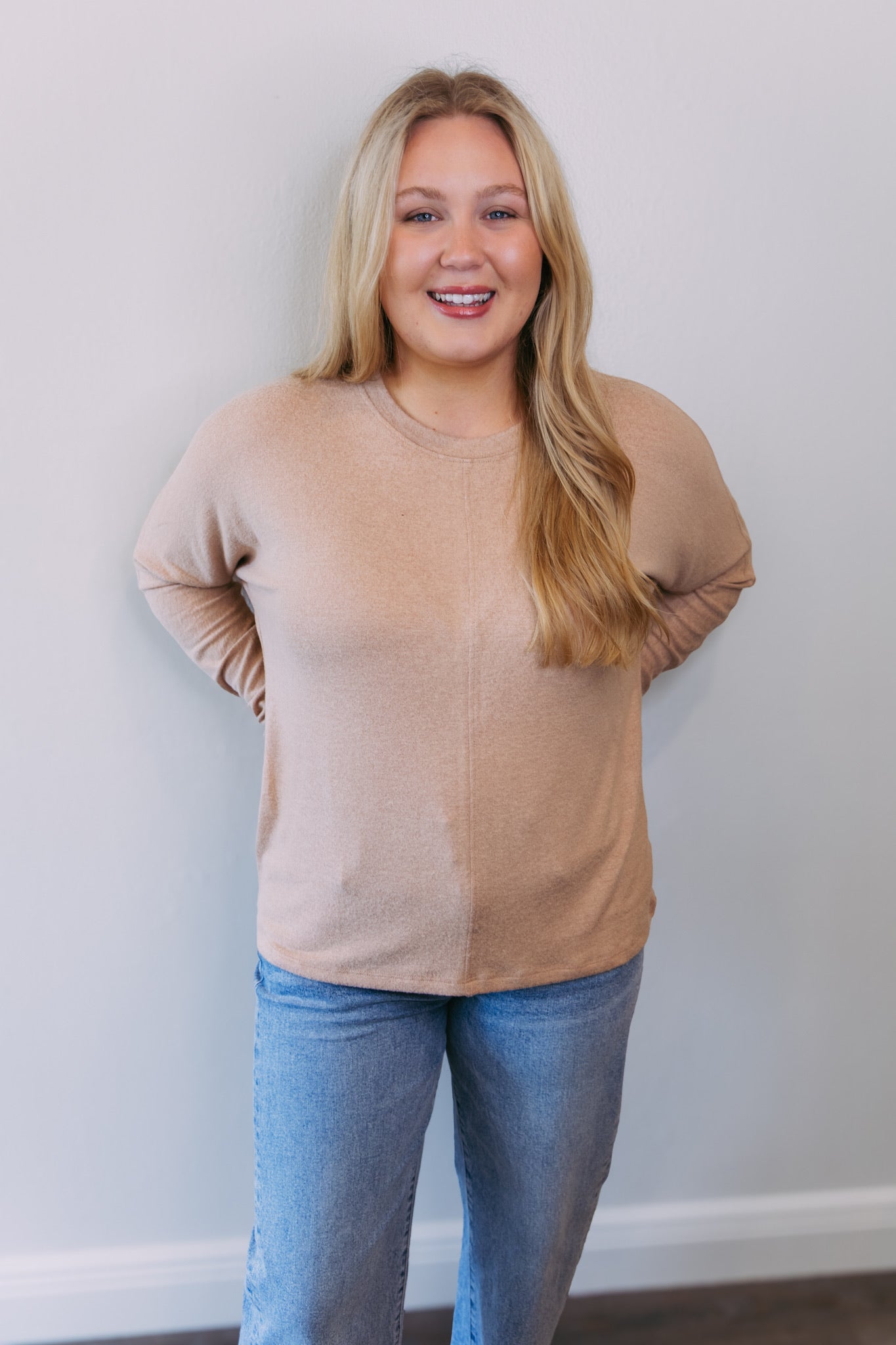 Center Seam Long Sleeve Top - Dark Taupe