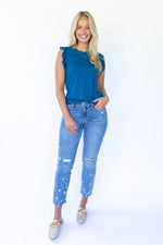 [Dear John] Blaire HR Cuffed Slim Straight Jeans- Star Valley