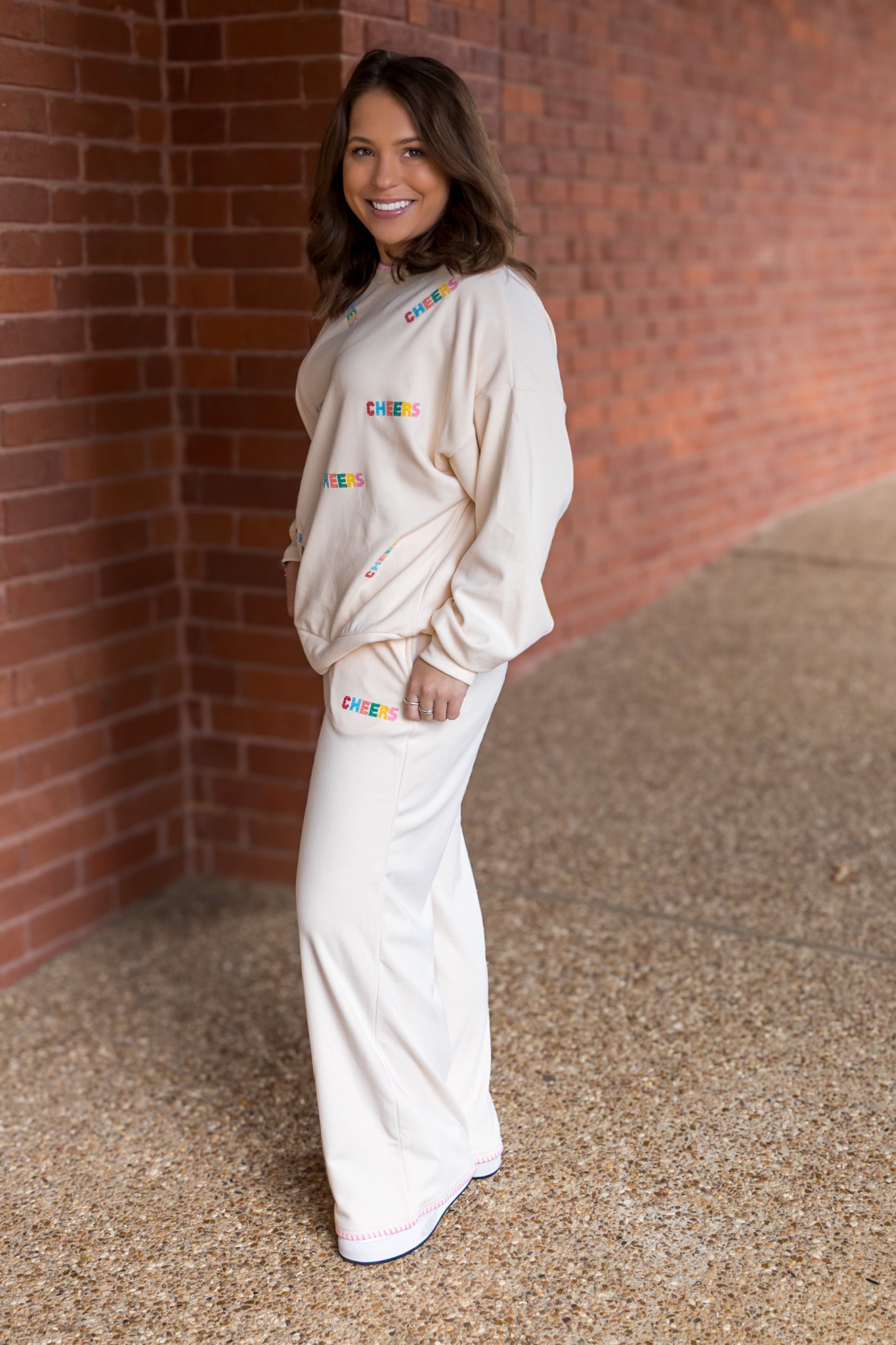 Cheers Embroidered Sweatshirt + Jogger Set - SOLD AS SET