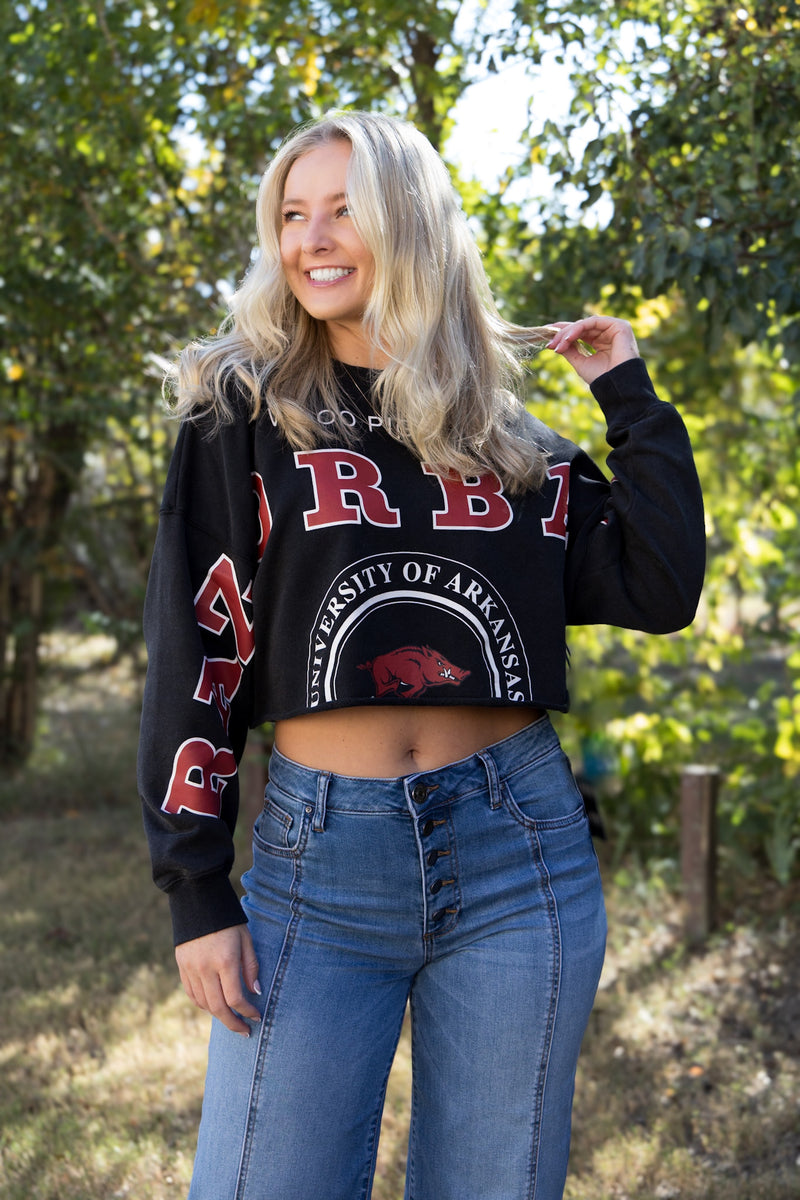 Razorbacks Cropped Sweatshirt- Black