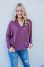 Molly Ribbed Top - plum