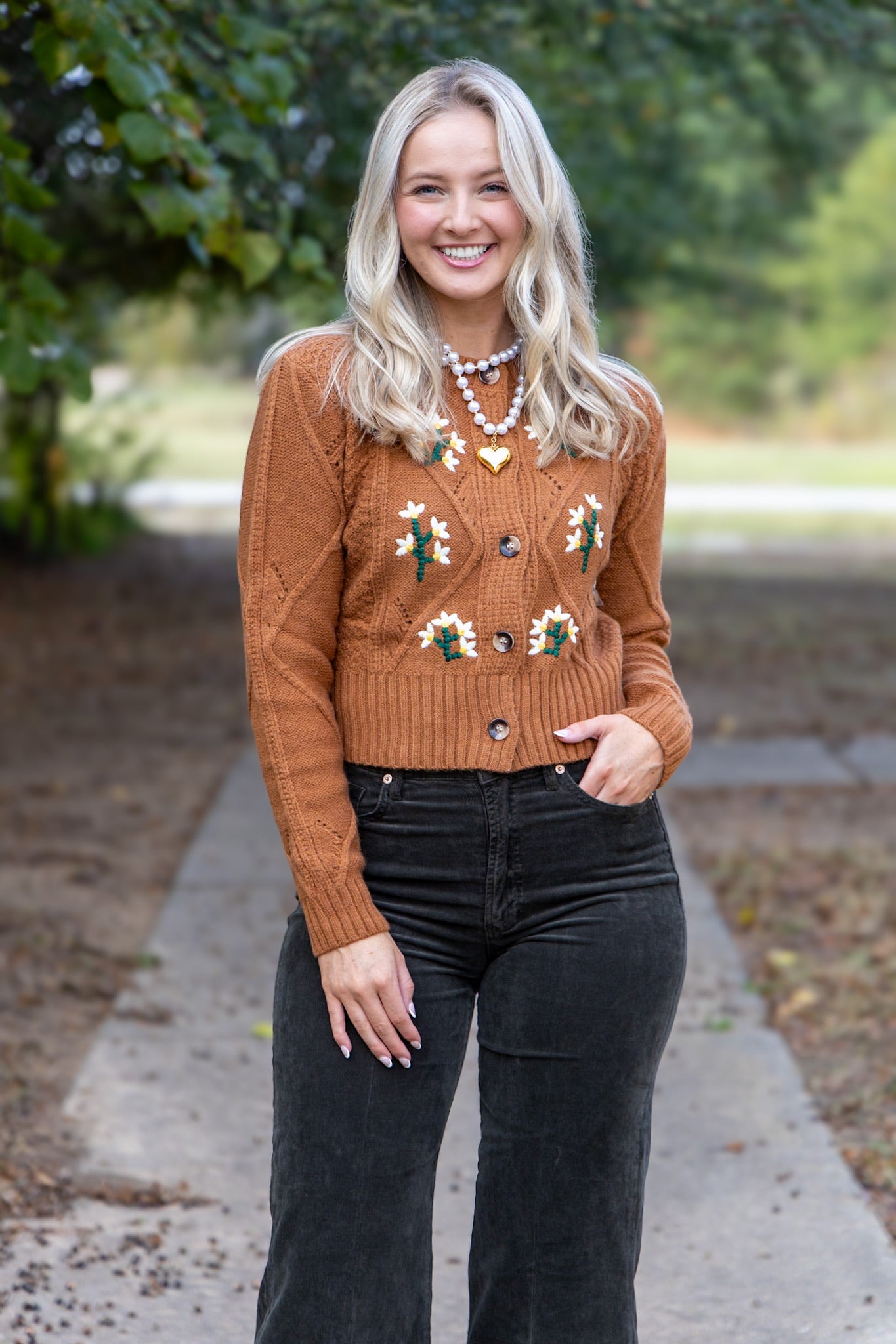 Embroidered Sweater Cardigan