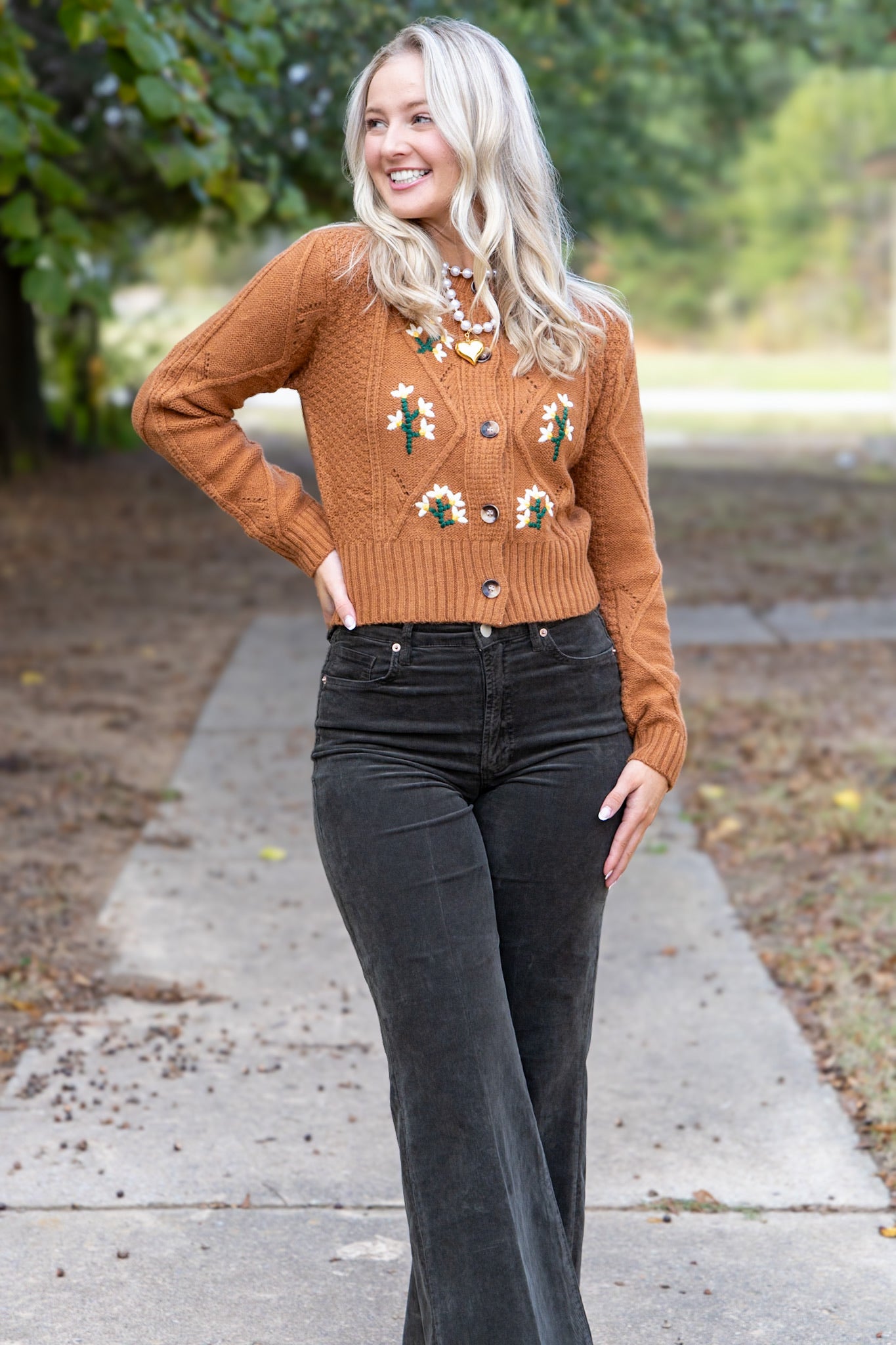 Embroidered Sweater Cardigan