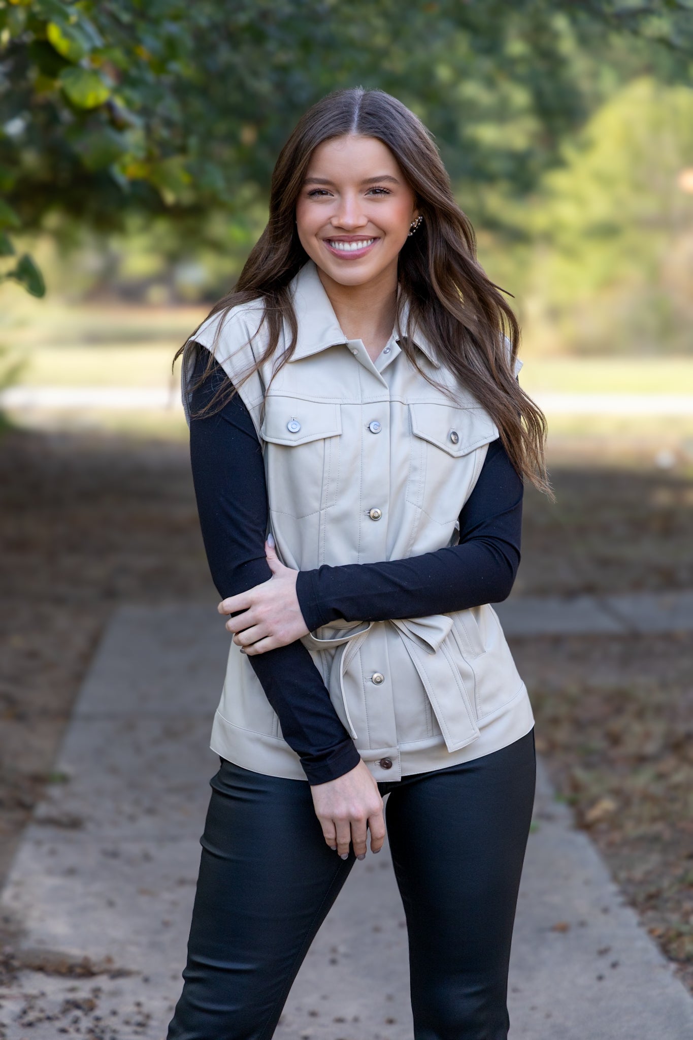 Foxy Button Down Vest - Stone