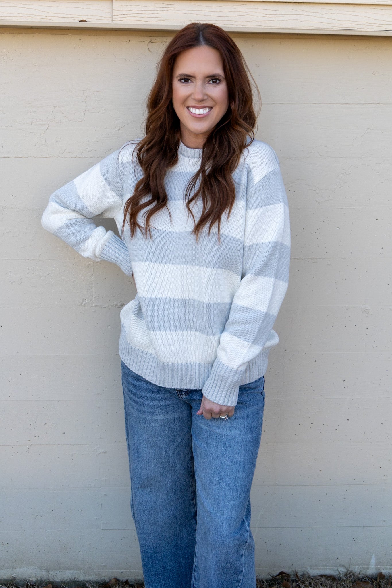 Winnie Striped Sweater - Grey