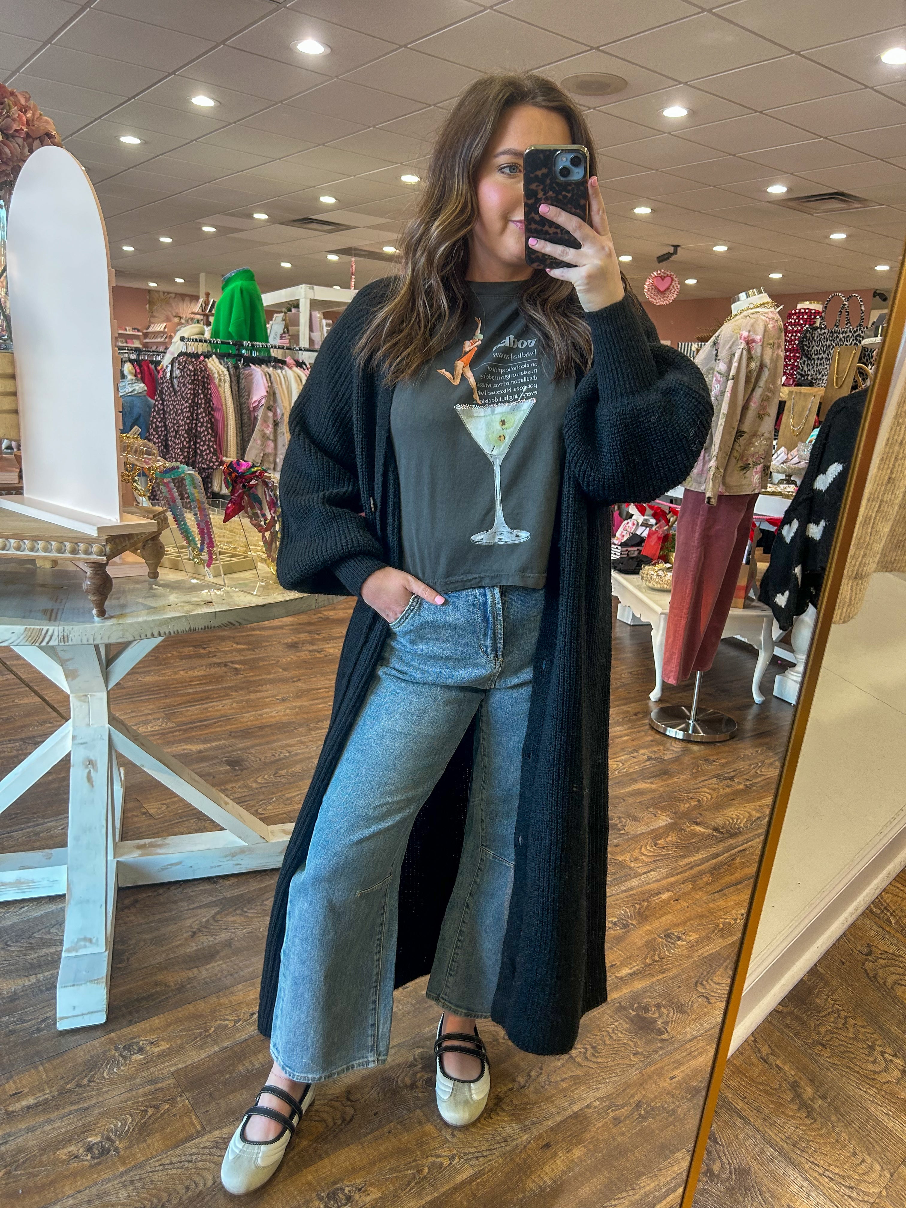 Sweater Long Duster - Black