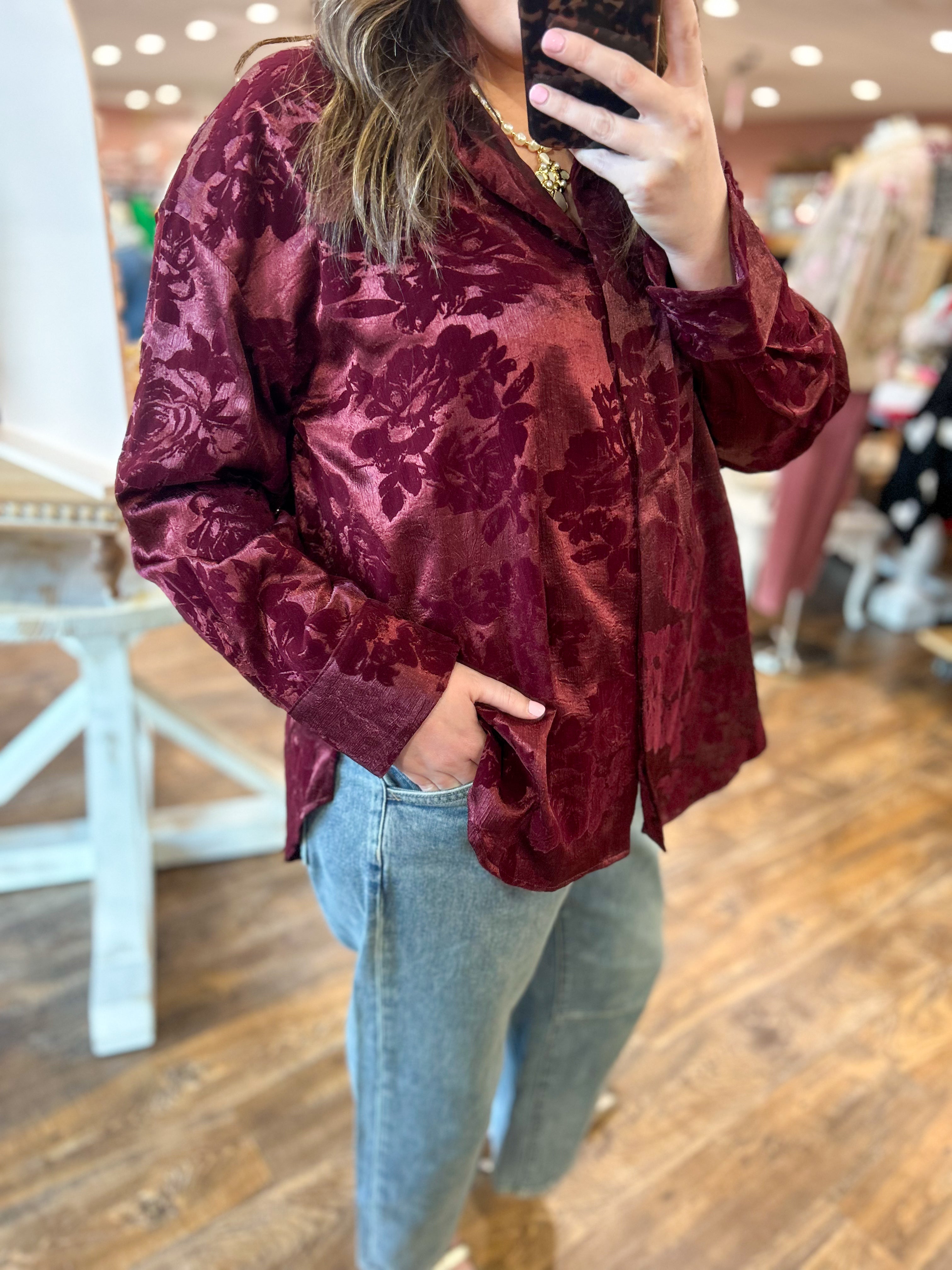 Wine Oversized Blouse