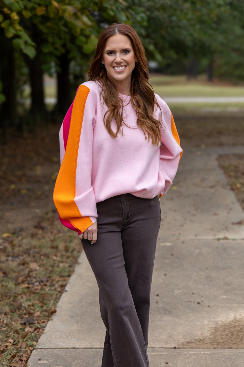 Pink Colorblock Sweater