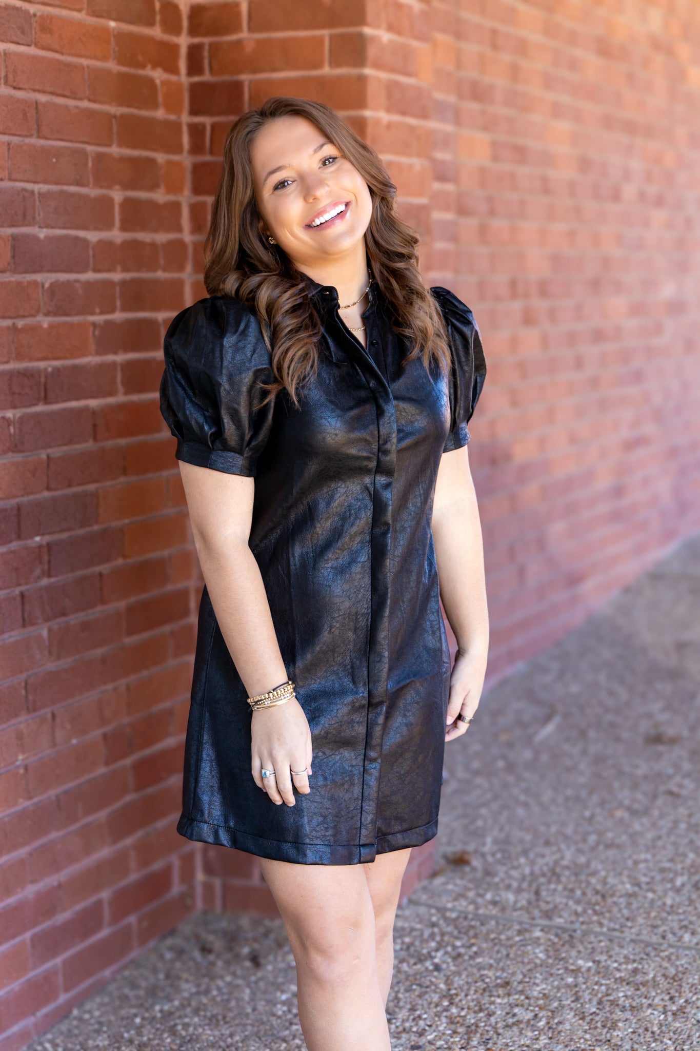 Vivienne Pleather Mini Dress - Black