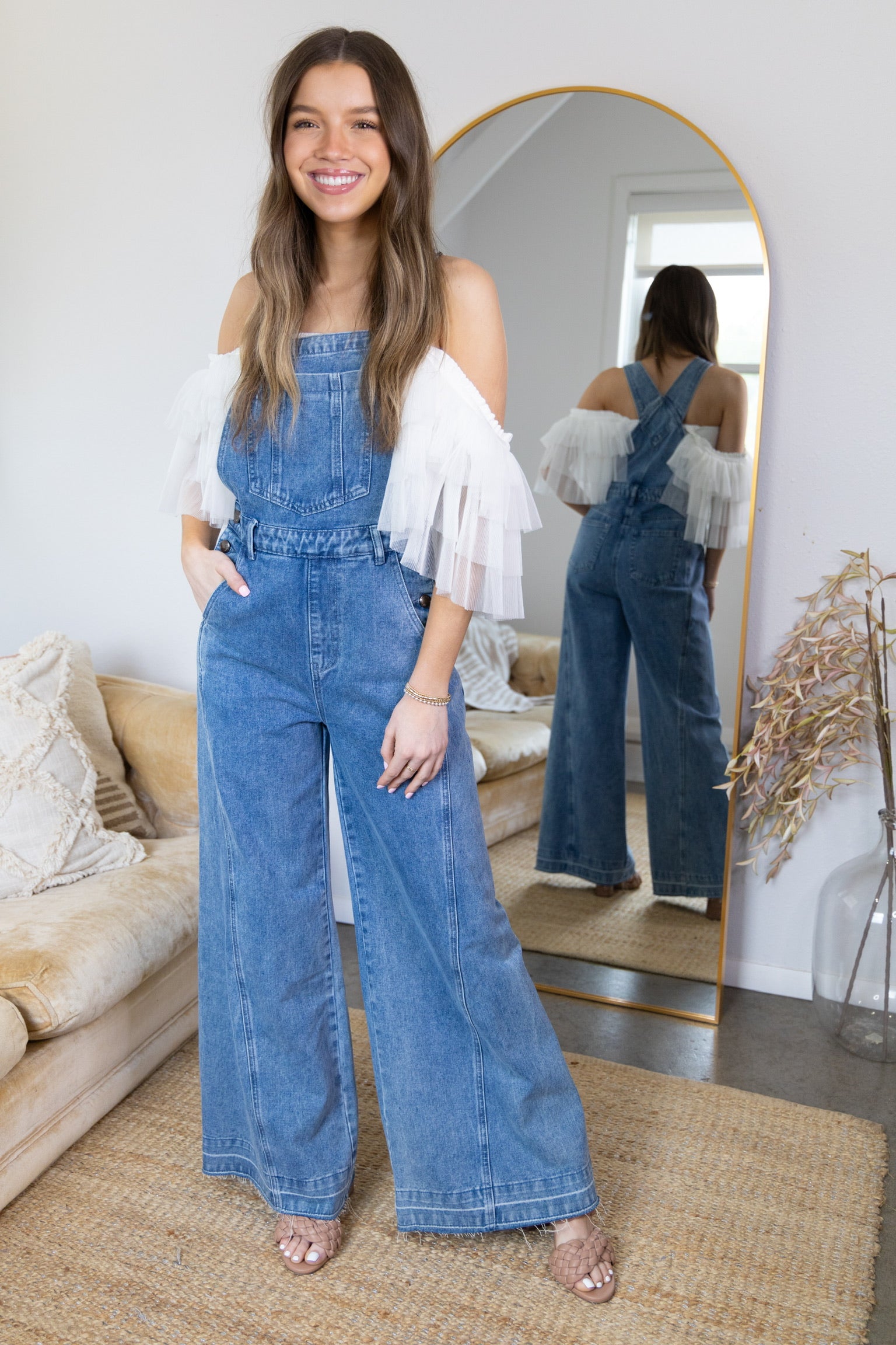 Retro Denim Wide Leg Overalls