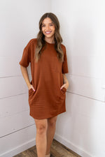 Textured Comfy Dress - Camel