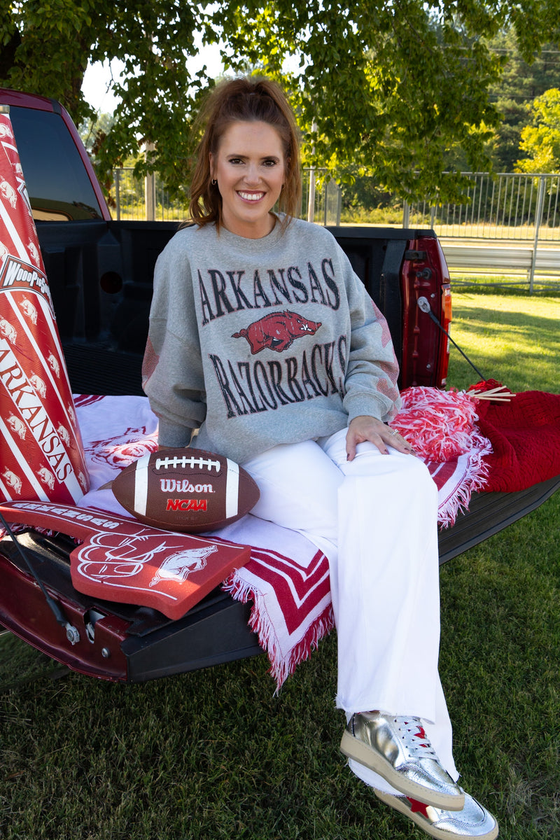 Arkansas Star Sleeve Oversized Fleece Crewneck