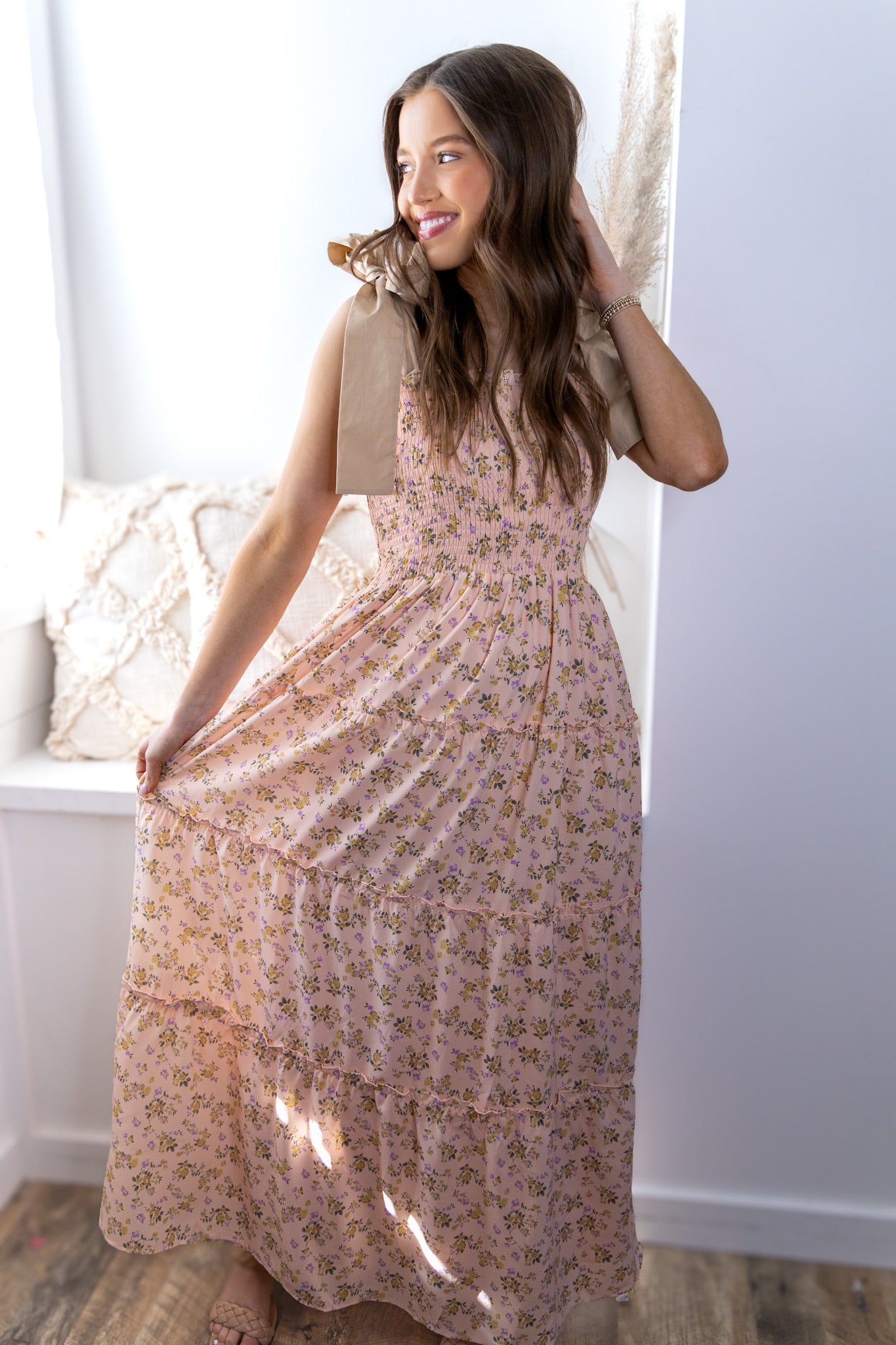 Clara Floral Maxi Dress - Blush