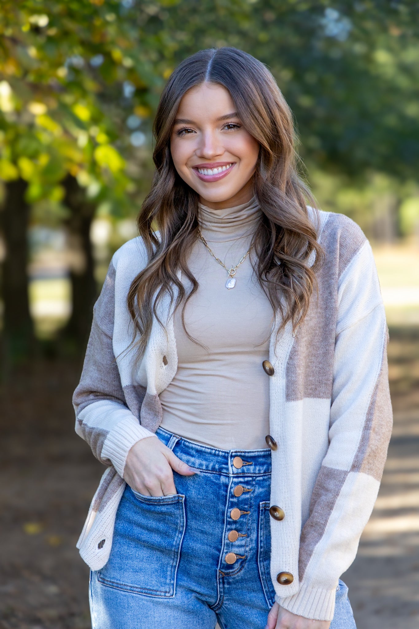 Taupe Color Block Cardigan