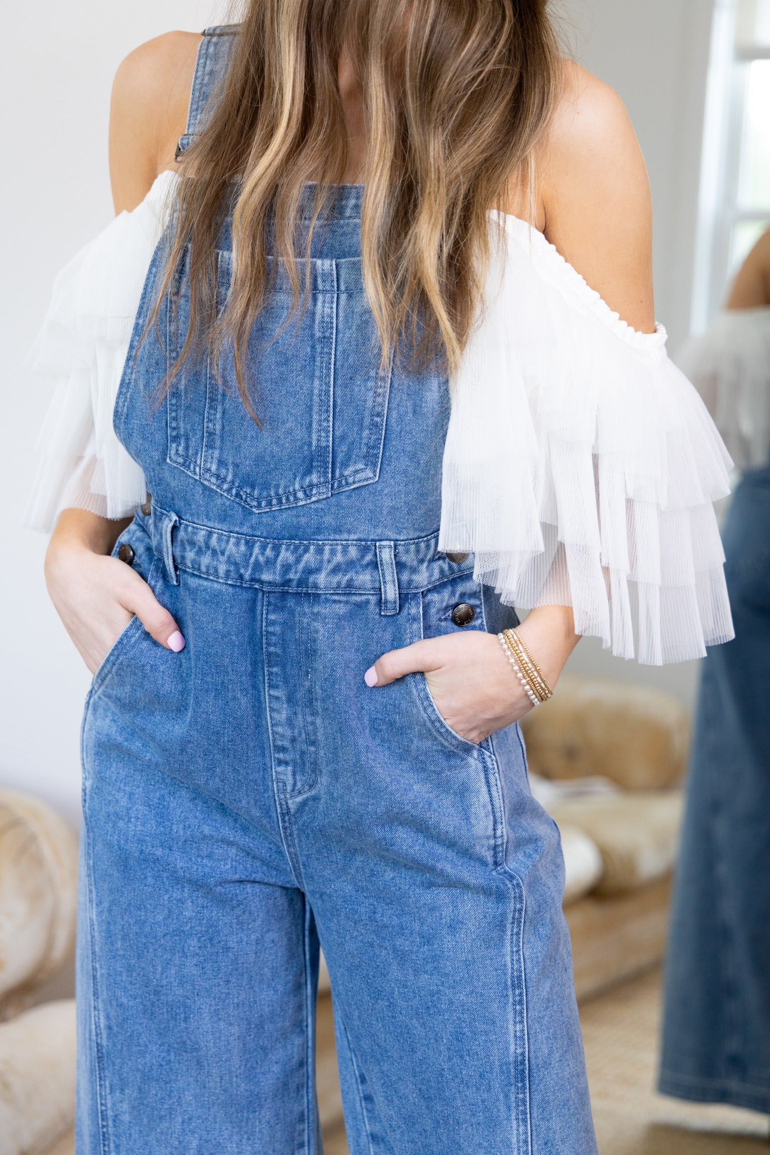 Retro Denim Wide Leg Overalls