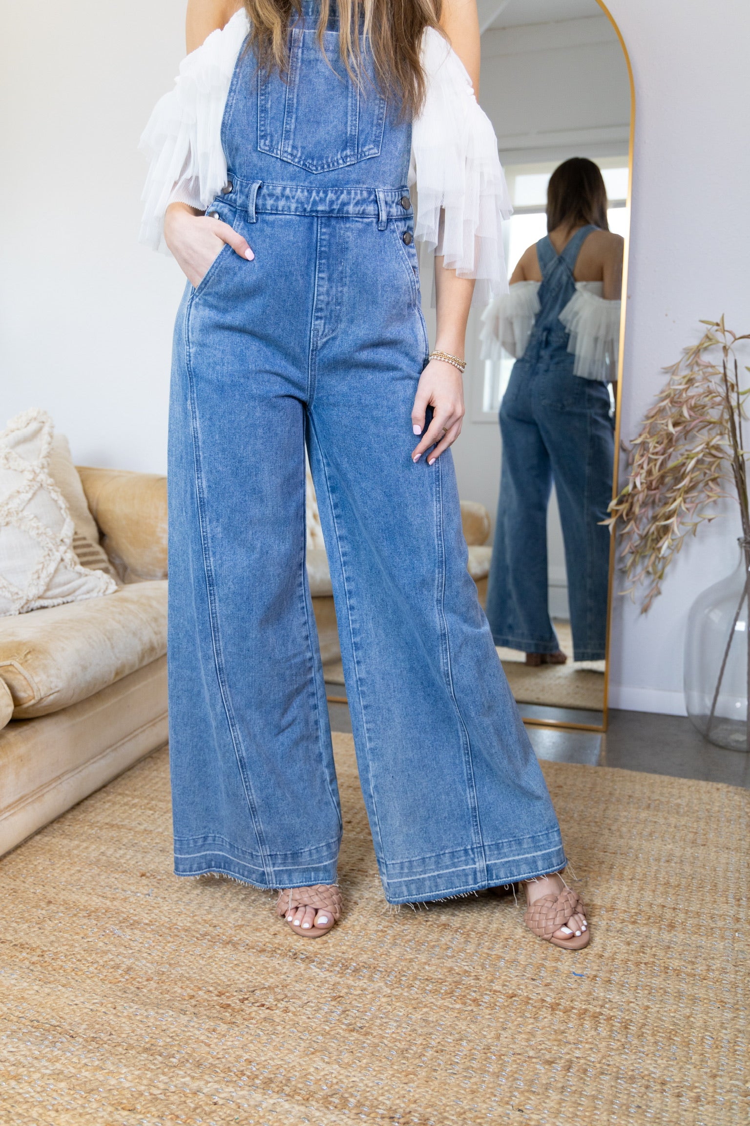 Retro Denim Wide Leg Overalls