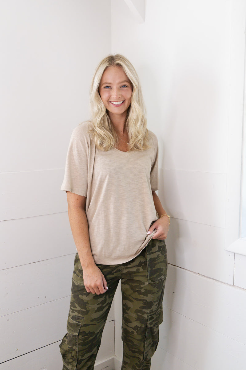 Taylor Raglan Sleeve Top - Khaki