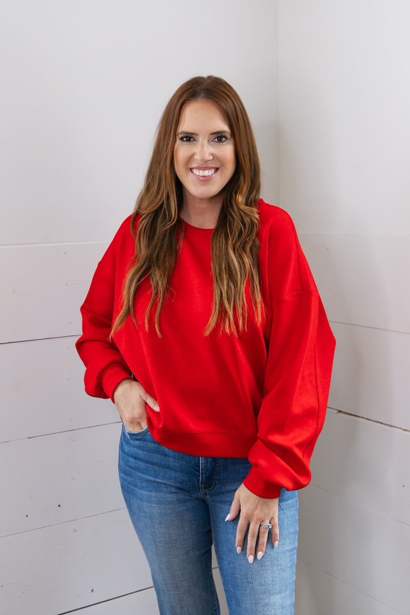 Pike Crop Pullover - Red