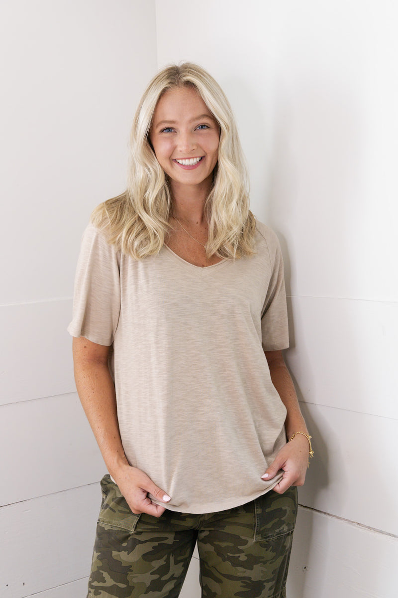 Taylor Raglan Sleeve Top - Khaki