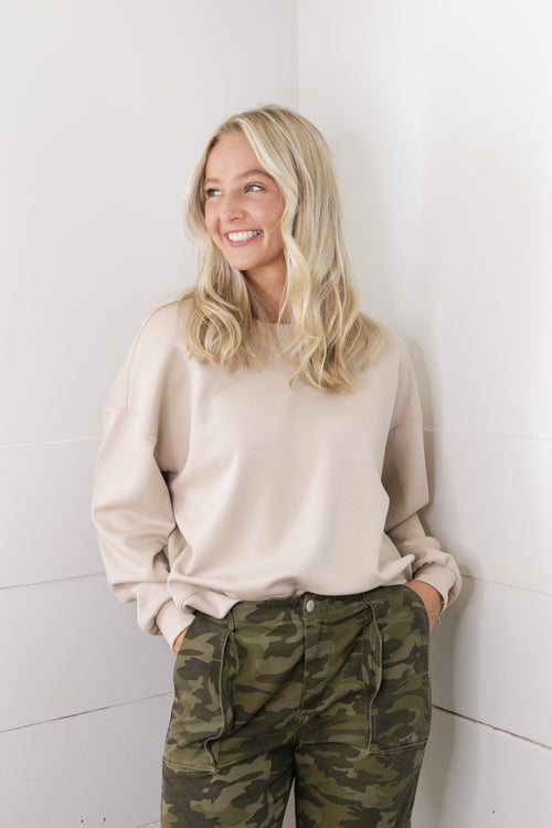 Pike Crop Pullover - Stone