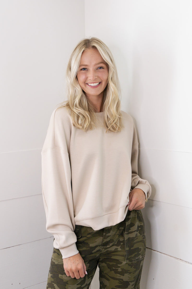 Pike Crop Pullover - Stone