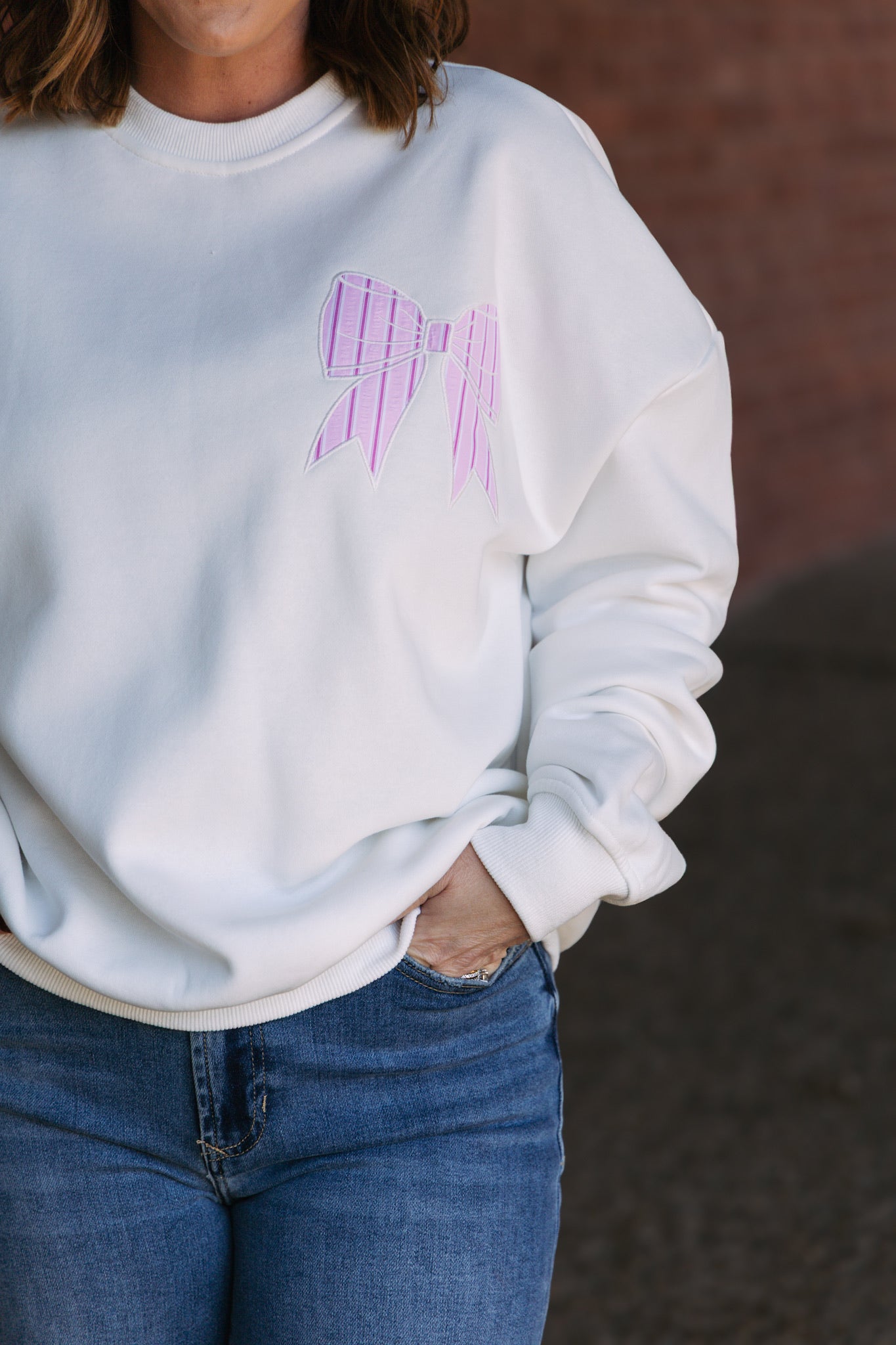 Bow Patch Sweatshirt - Pink