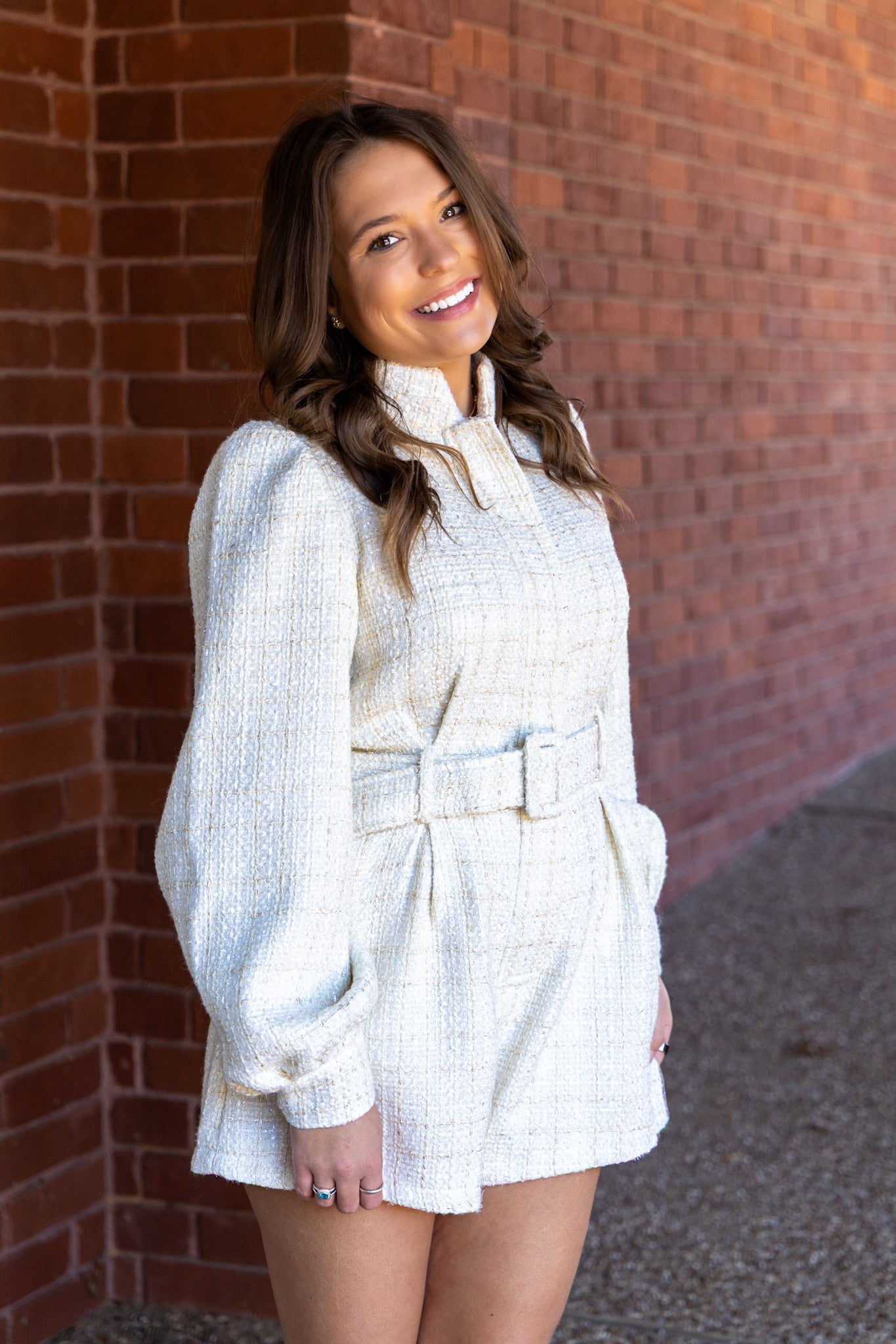 Chara White Tweed Romper