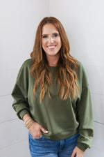 Pike Crop Pullover - Olive