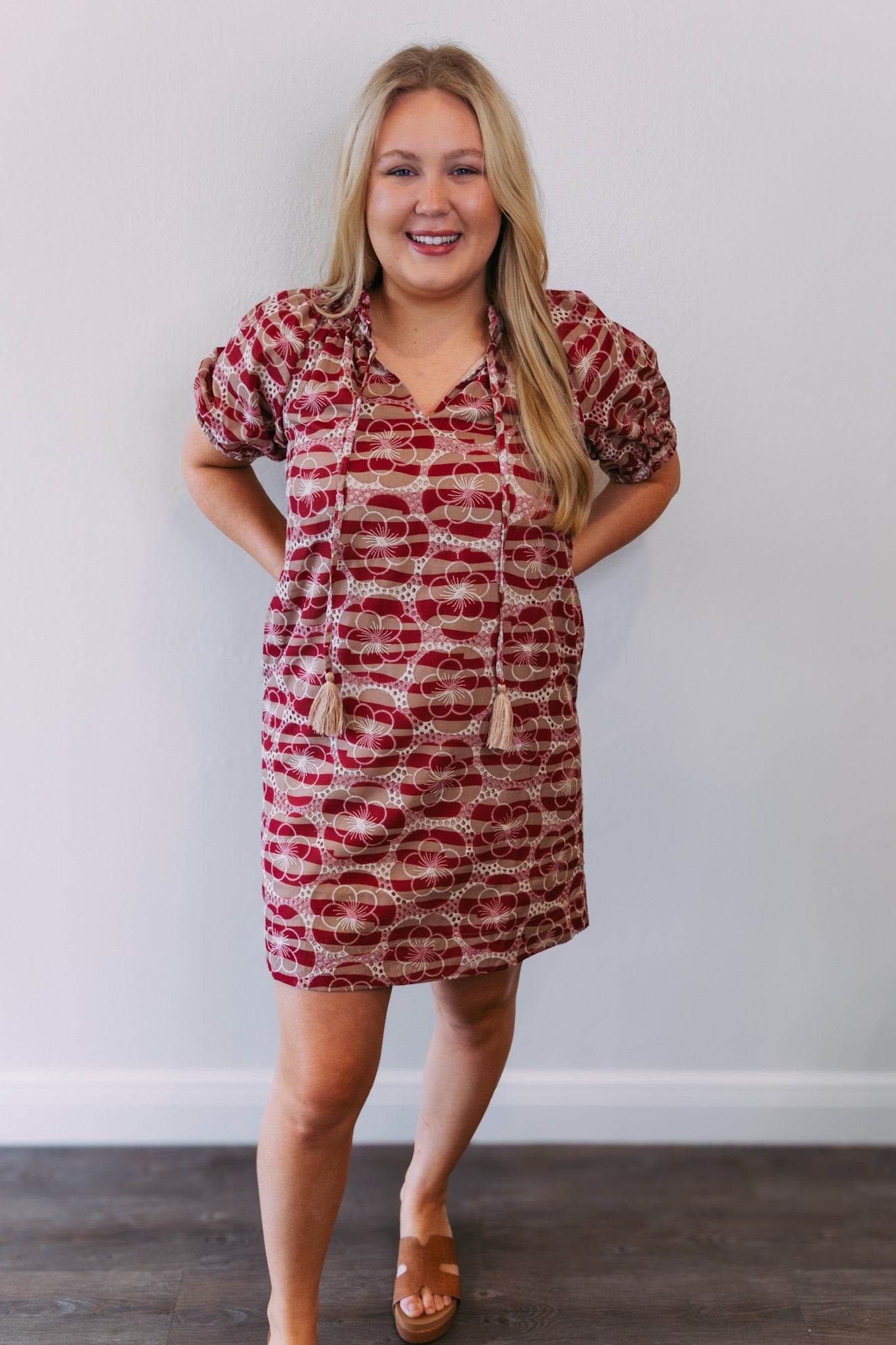 Dotted Floral Lace Peasant Dress