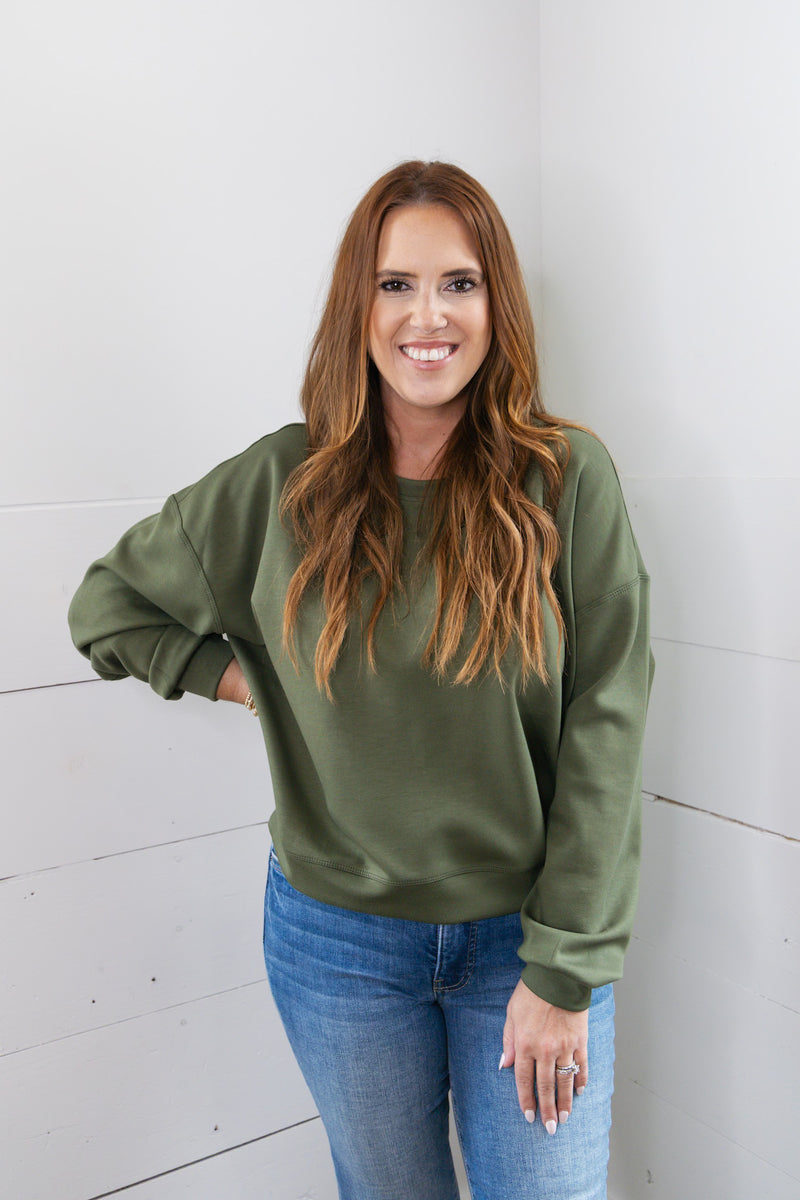 Pike Crop Pullover - Olive