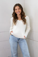 Odette V-Neck Sweater - Vintage Cream