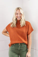 Marlow Mock Neck SS Sweater - Copper