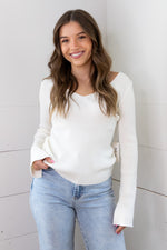 Odette V-Neck Sweater - Vintage Cream