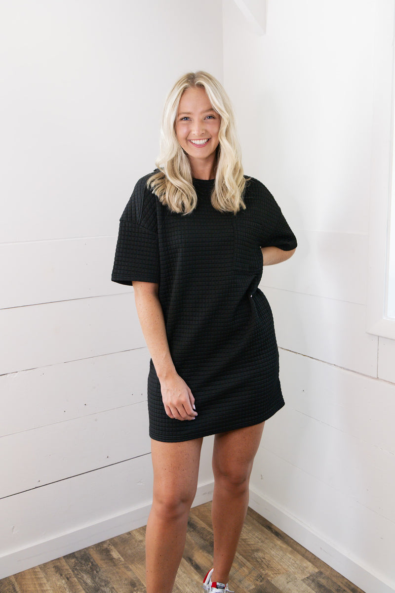 Textured Comfy Dress - Black