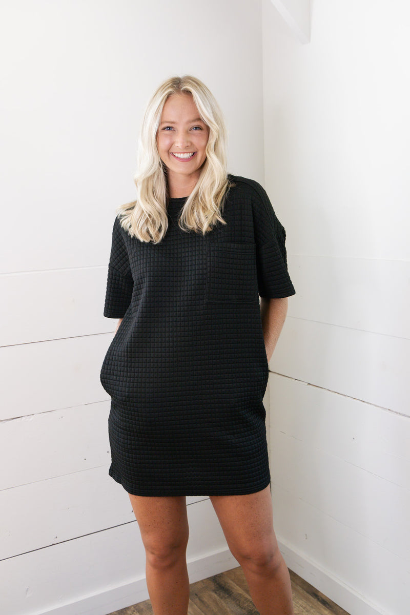 Textured Comfy Dress - Black