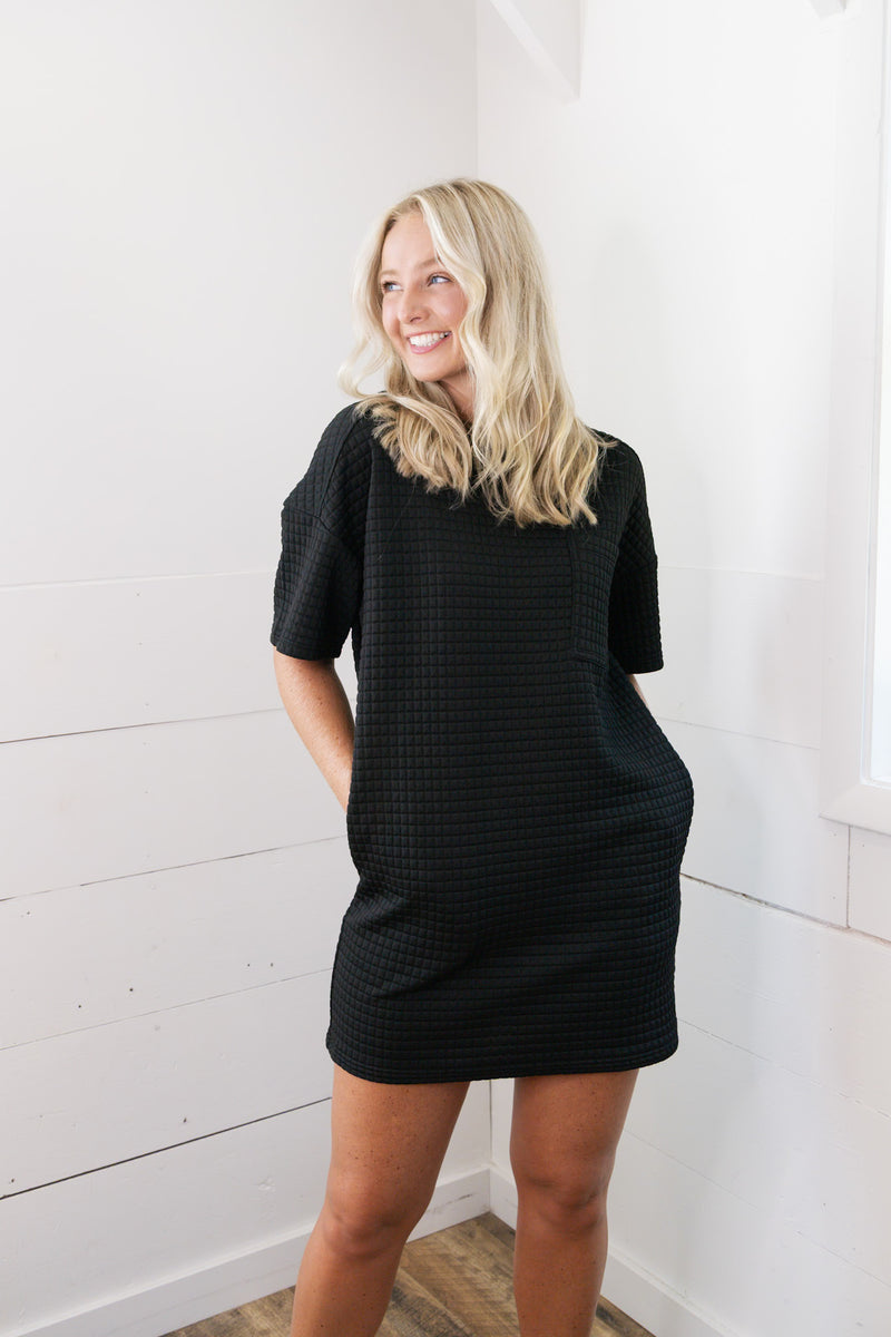 Textured Comfy Dress - Black