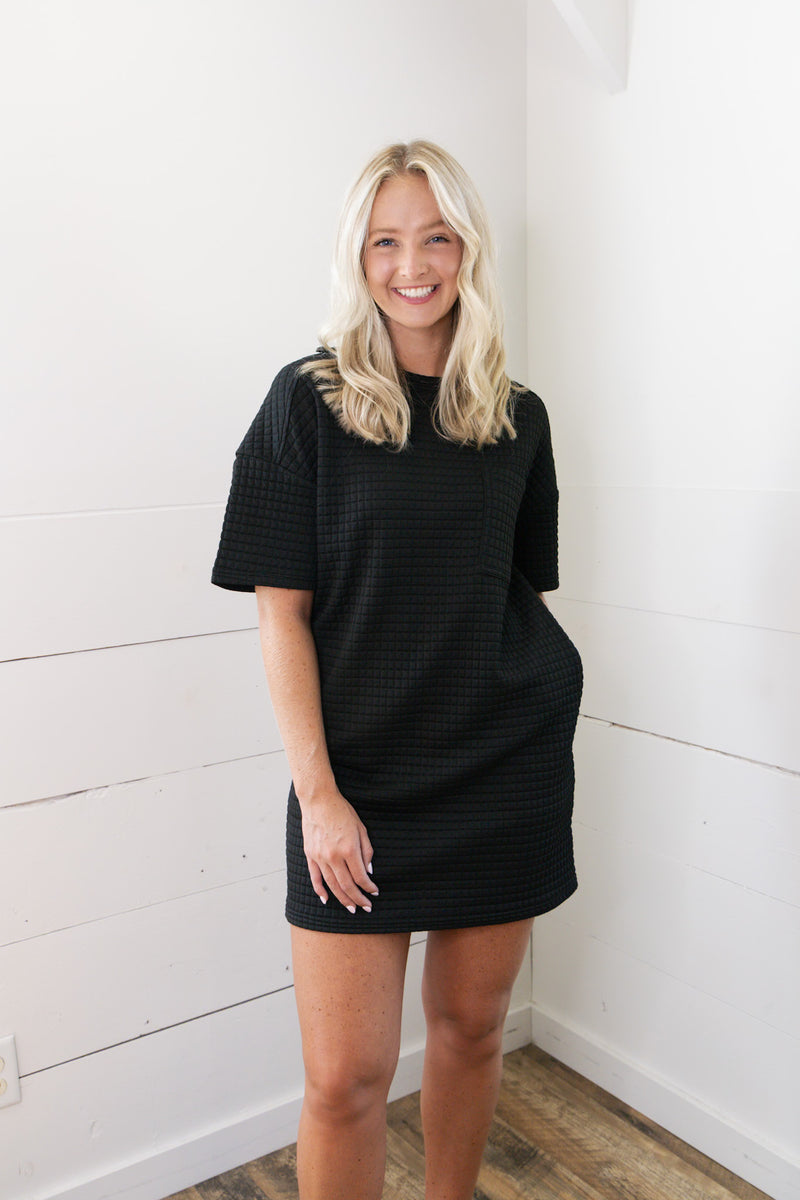 Textured Comfy Dress - Black