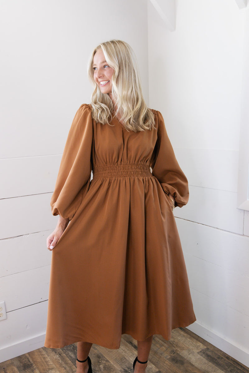 Fallon Midi Dress - Brown