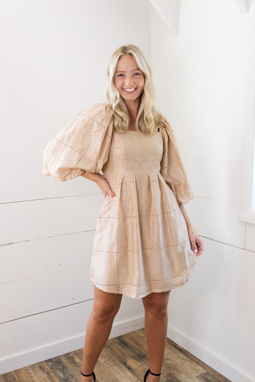 Nellie Eyelet Puff Sleeve Dress