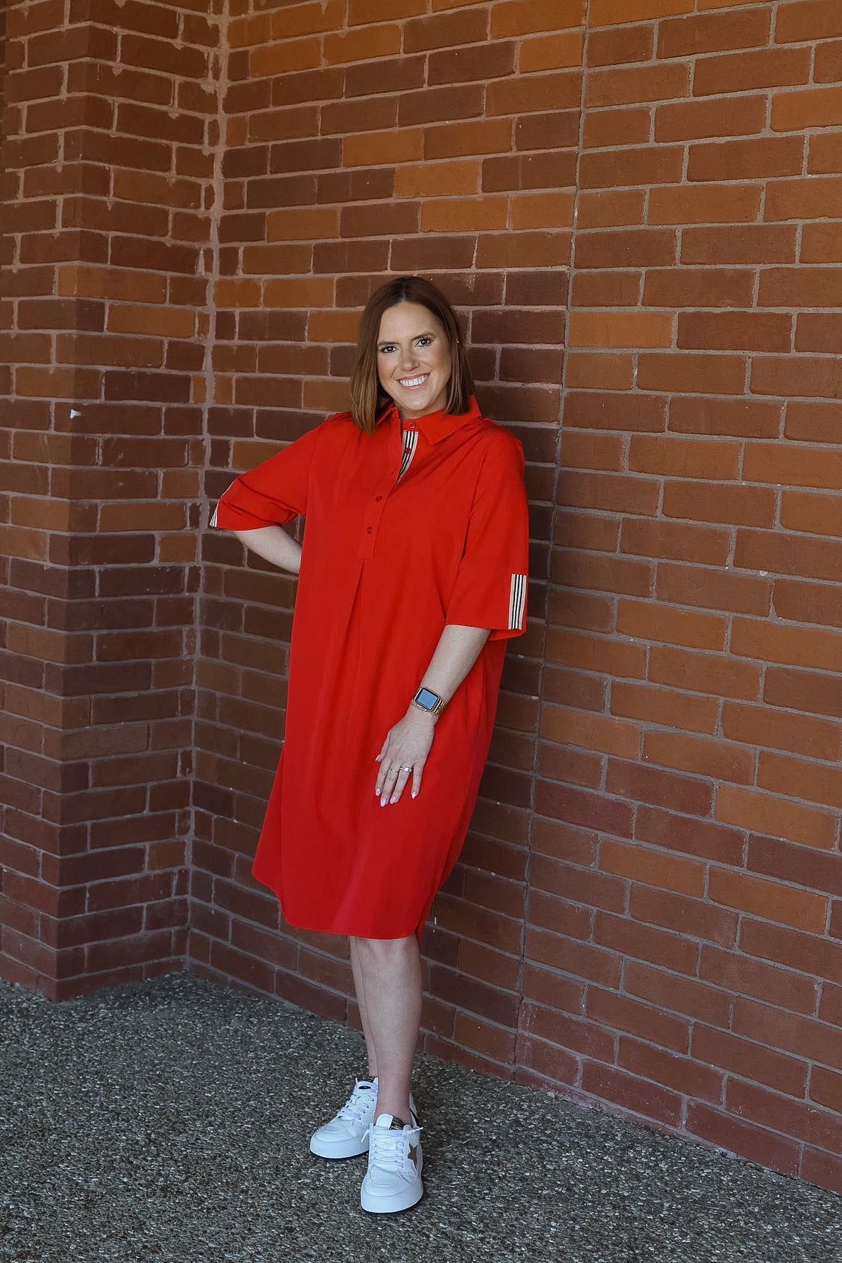 Wendi Woven Tunic Dress - Red