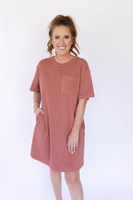 Curvy Fall Knit T-Shirt Dress - Cinnamon