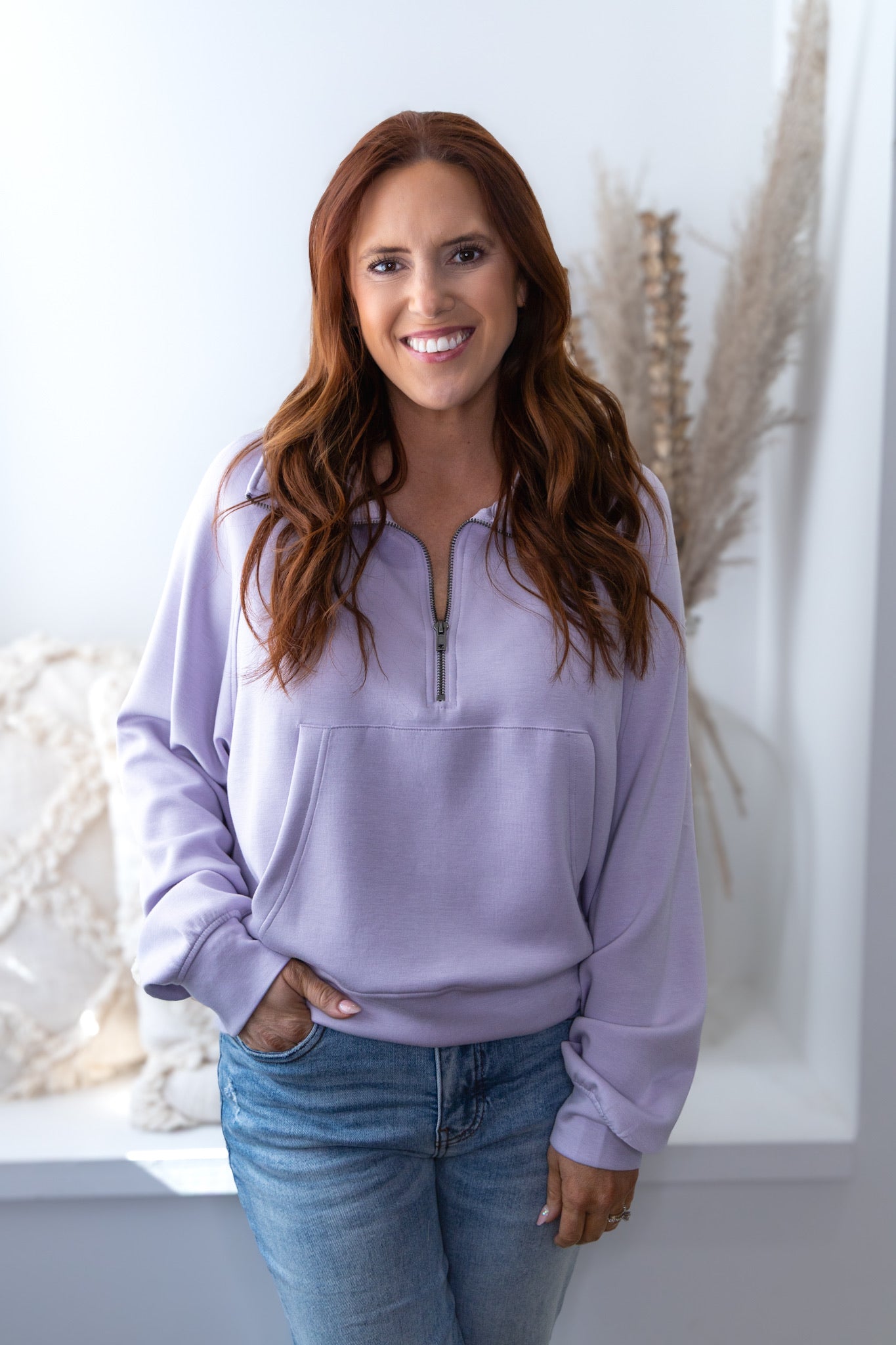 Lulu Butter Soft Half Zip Pullover - Lilac