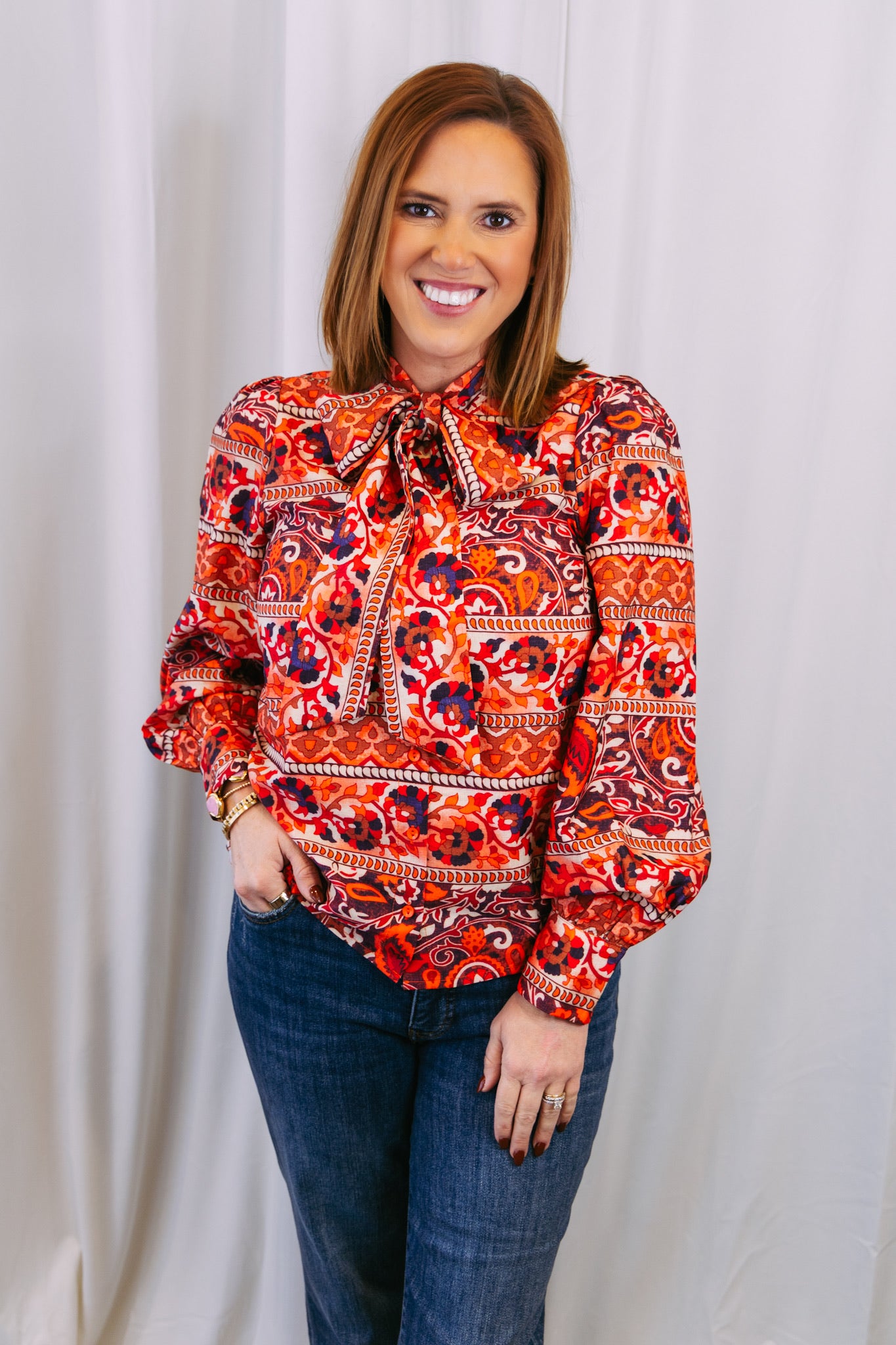 Spice Bazaar Tie Buttons Blouse