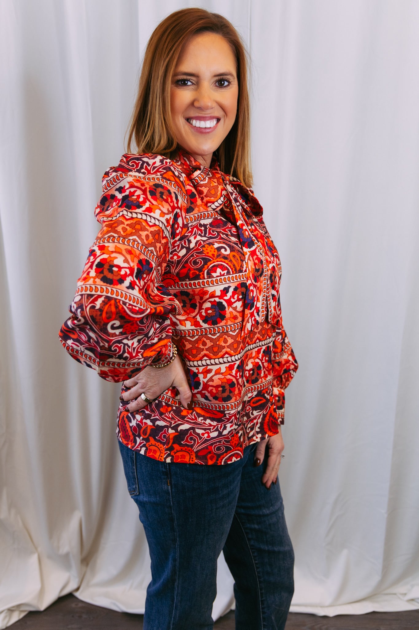 Spice Bazaar Tie Buttons Blouse