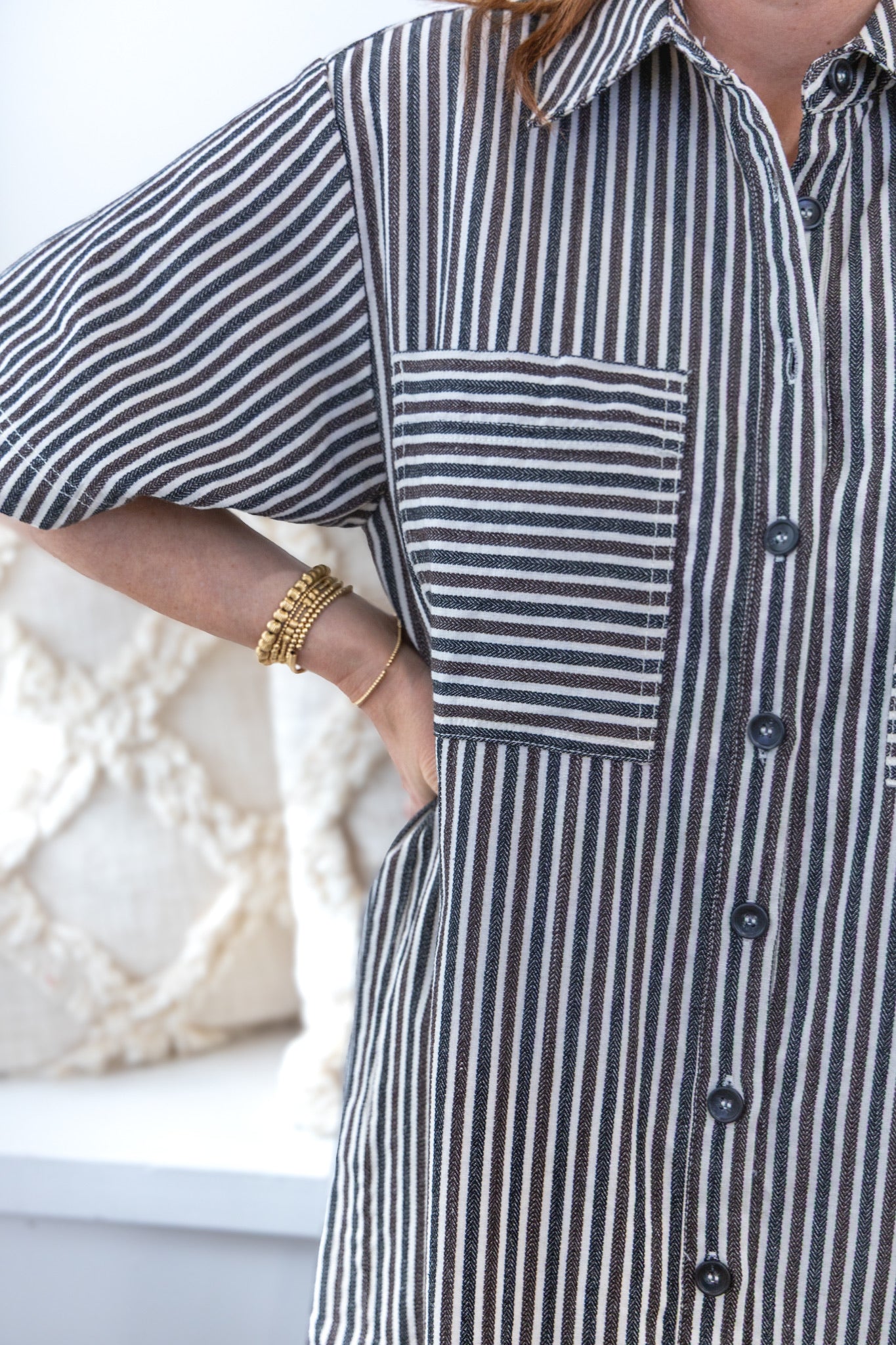 Dalva Chocolate Striped Dress
