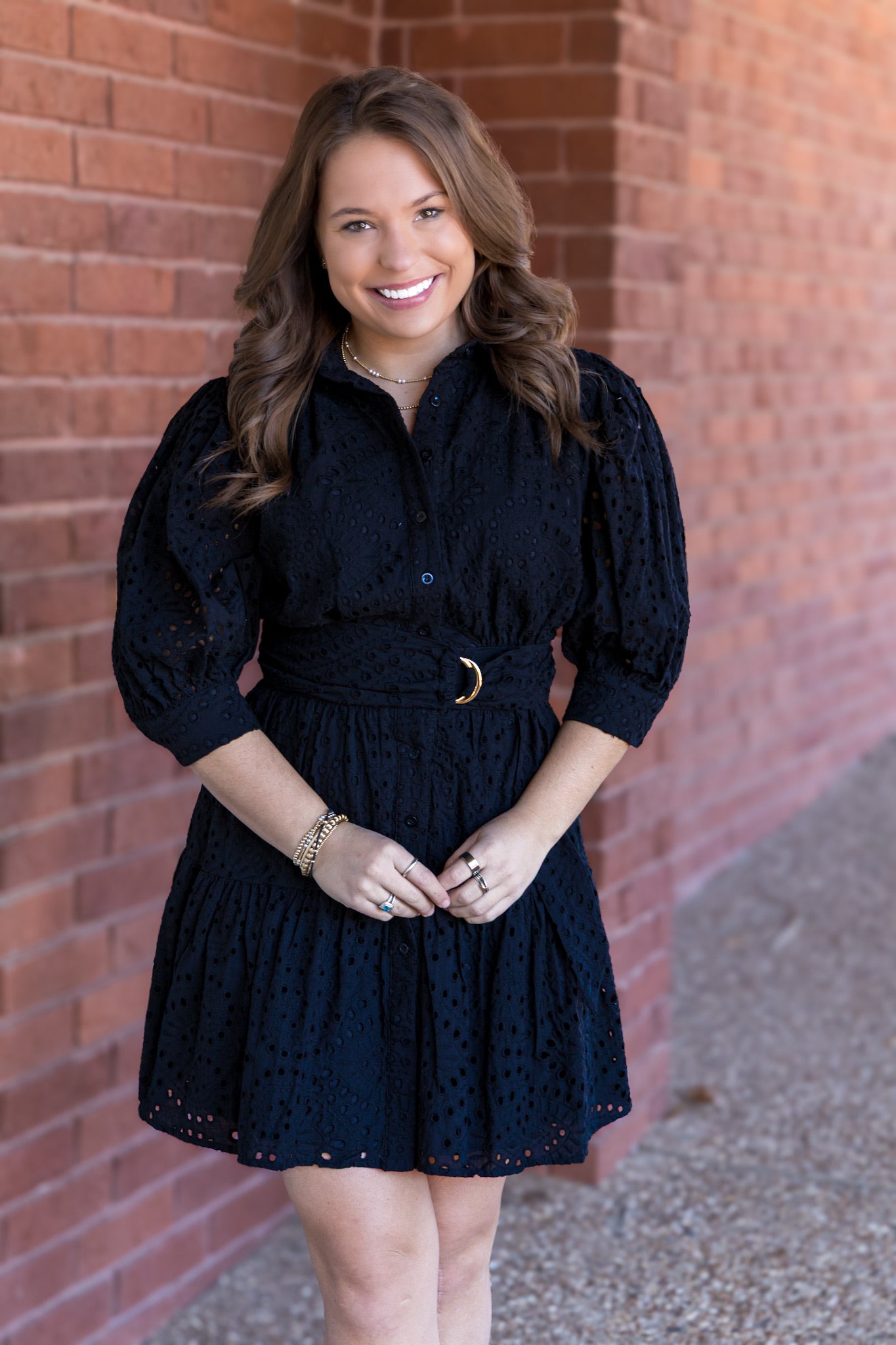 Yara Eyelet Dress - Black