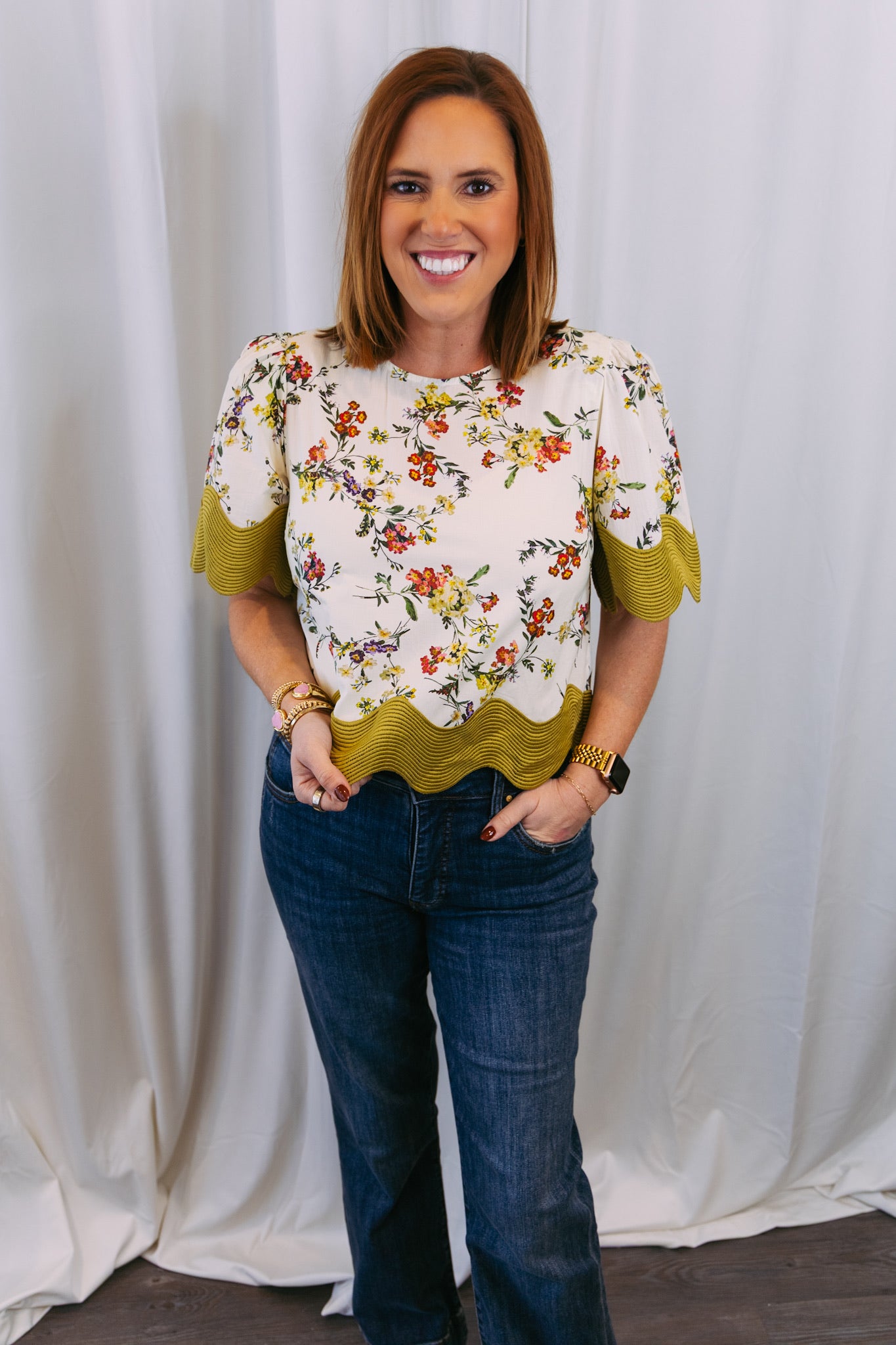Fallon Floral Trim Top