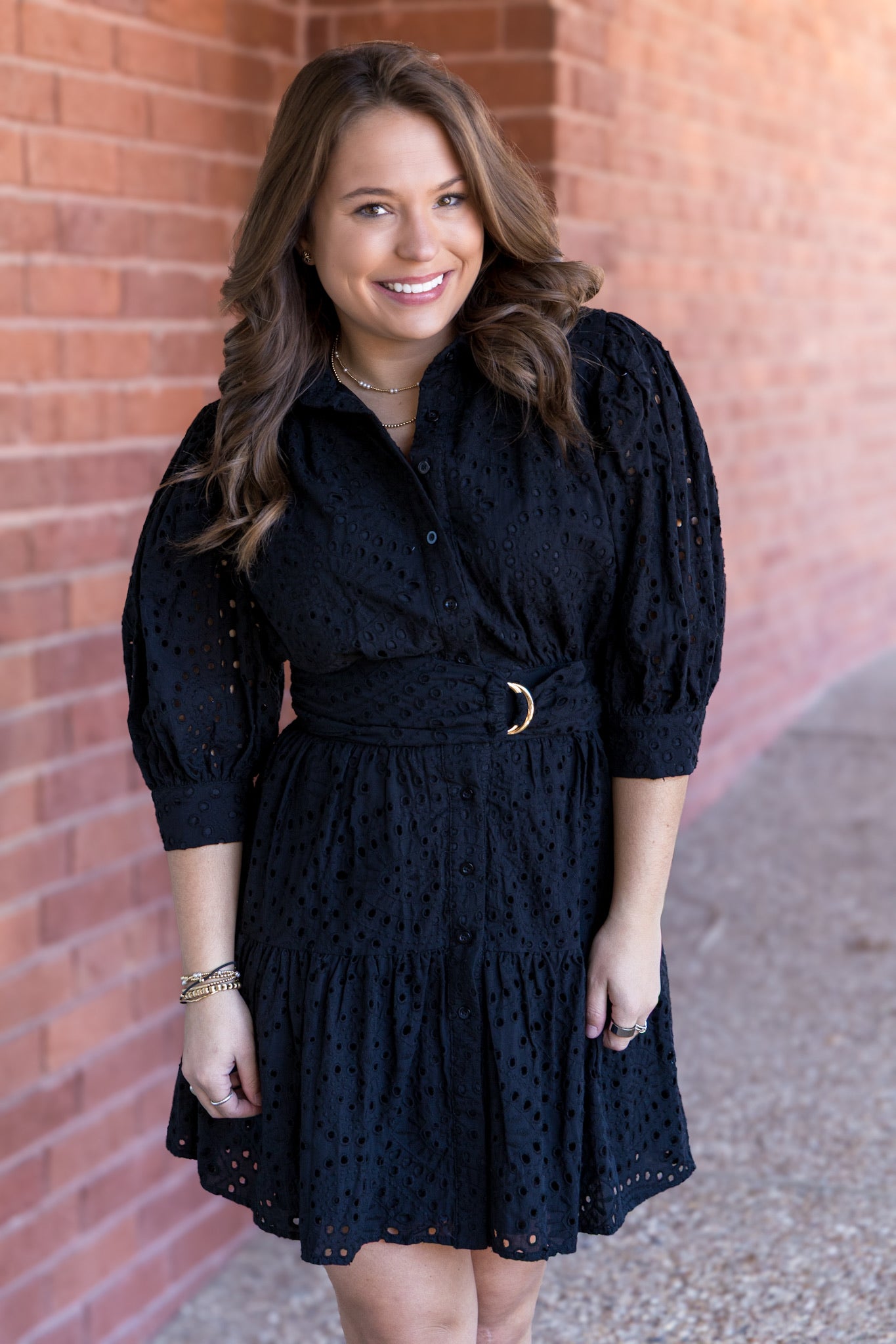 Yara Eyelet Dress - Black
