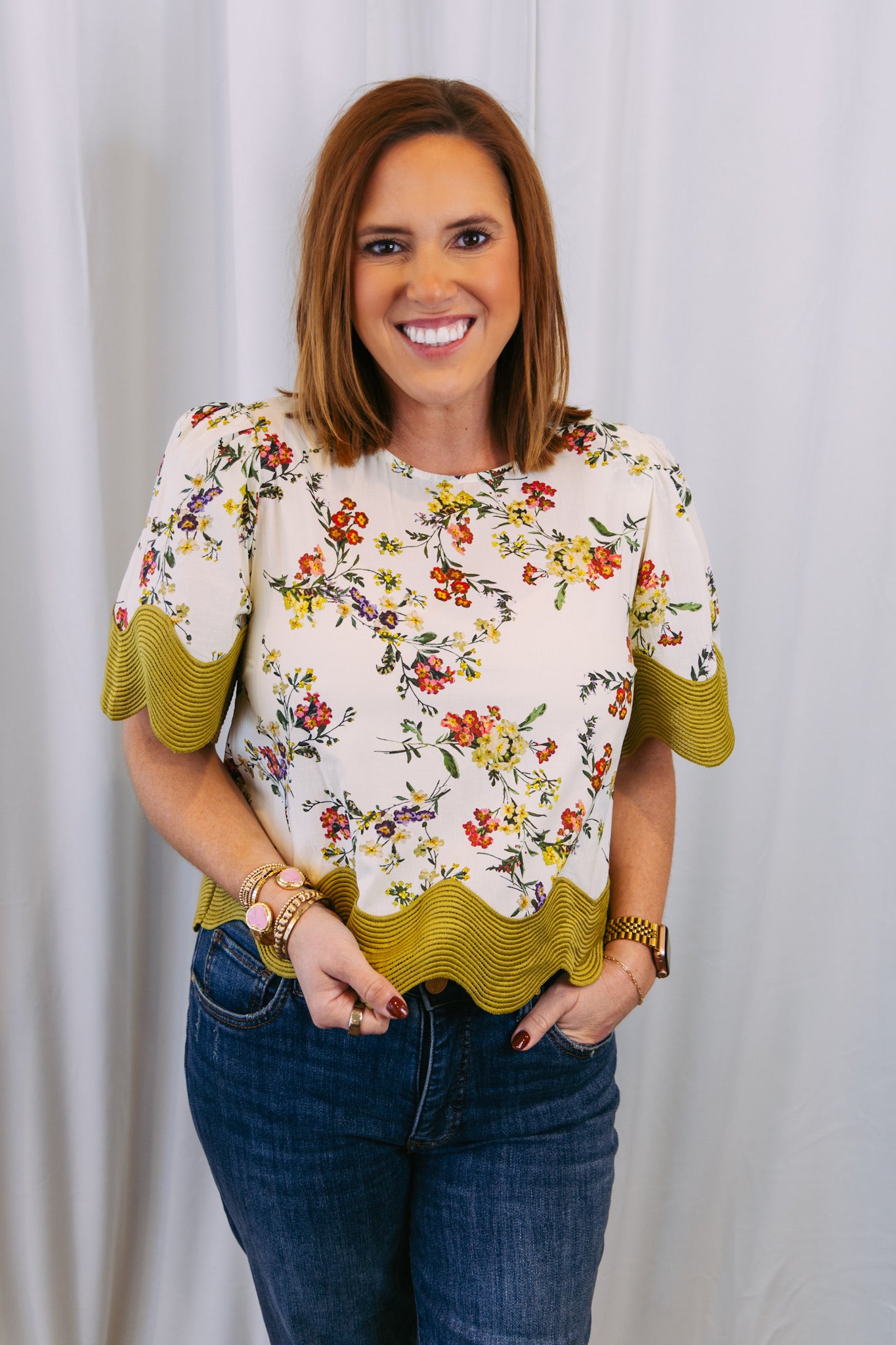 Fallon Floral Trim Top