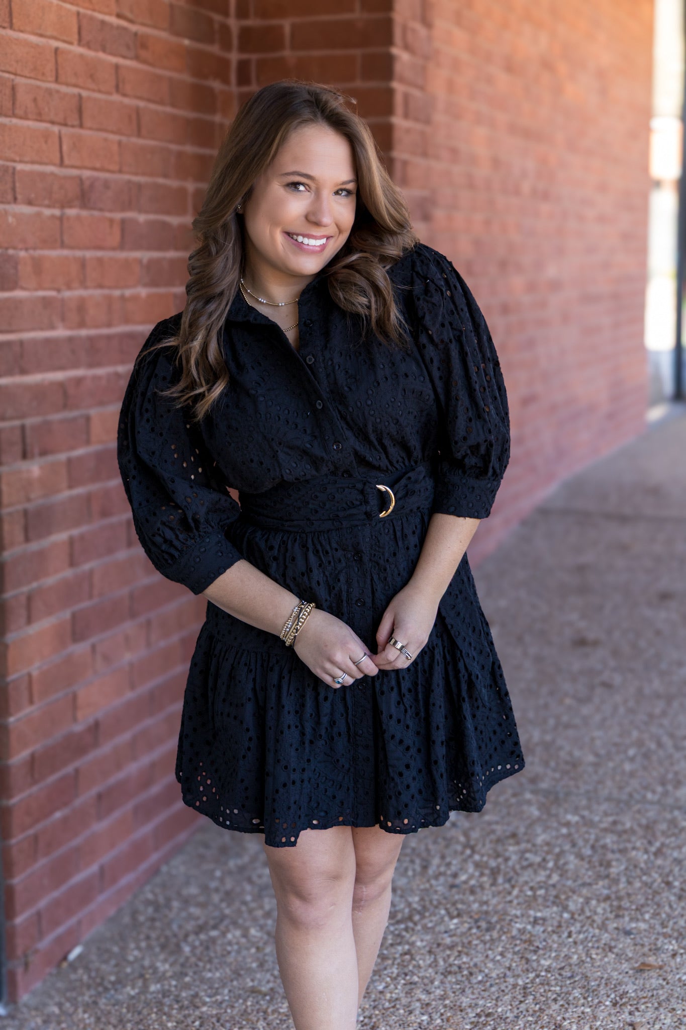 Yara Eyelet Dress - Black